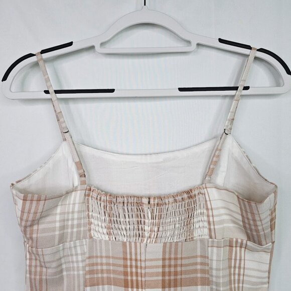 NWT AEROPOSTALE Plaid Mini Dress BROWN & WHITE size M Smocked Back Preppy Cute - Picture 7 of 8